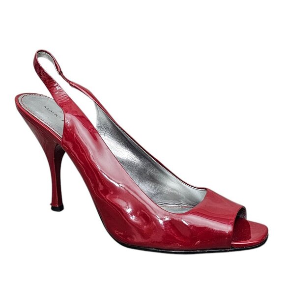 Marc Fisher Bloom Red Leather Sling Back Heel Pumps - Picture 1 of 11
